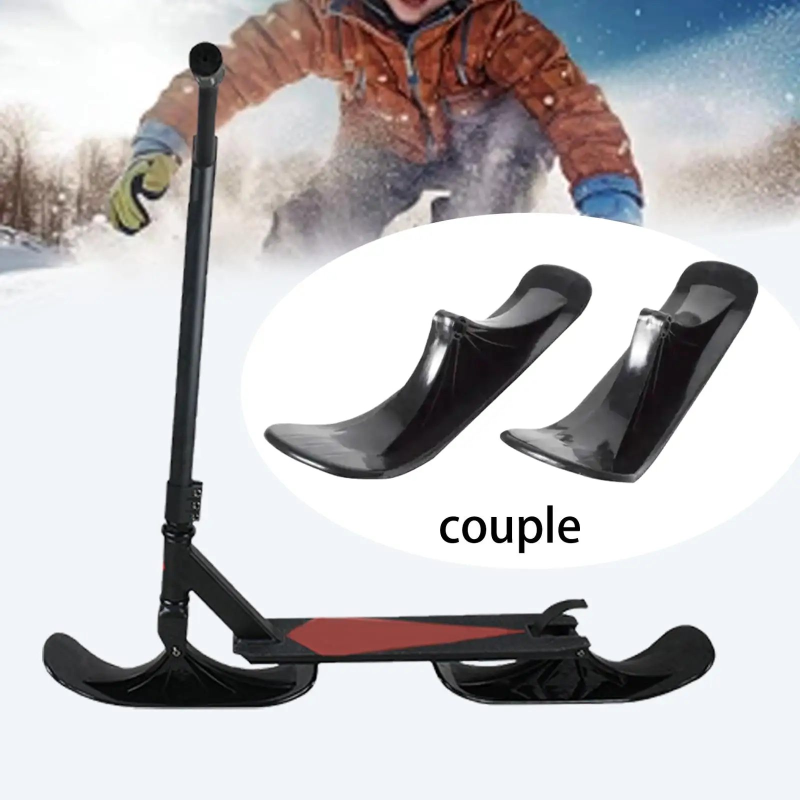 2Pcs Snow Sledge Board Set Bicycle Sled Fun Toy Scooter Supplies Bike Snowboard Universal Ski Attachment Lightweight Toboggan