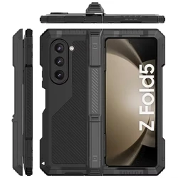 Heavy Duty 3 - Layer Metal Phone Case with Stand and Screen Protector Film, Shockproof Aluminum Silicone Cover - Galaxy Z Fold 7 (Black)