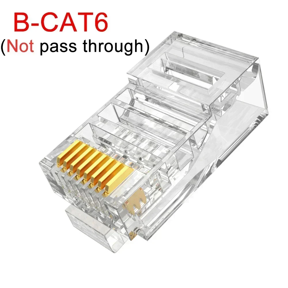 Gold-Plated RJ45 Pass-Through Ethernet Connectors (8P8C) - 1-50 Pack