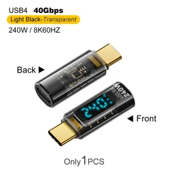 High - Speed USB4 Type - C Adapter with Digital Display - 240W 8K OTG USB - C to USB - C Connector (USB4 40Gbps LT Black)