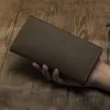 VEQKING Leather Wallets, Long Genuine Leather Clutch Bag, Retro Style Cowhide Card Bag Clip 2