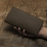 VEQKING Leather Wallets, Long Genuine Leather Clutch Bag, Retro Style Cowhide Card Bag Clip 2
