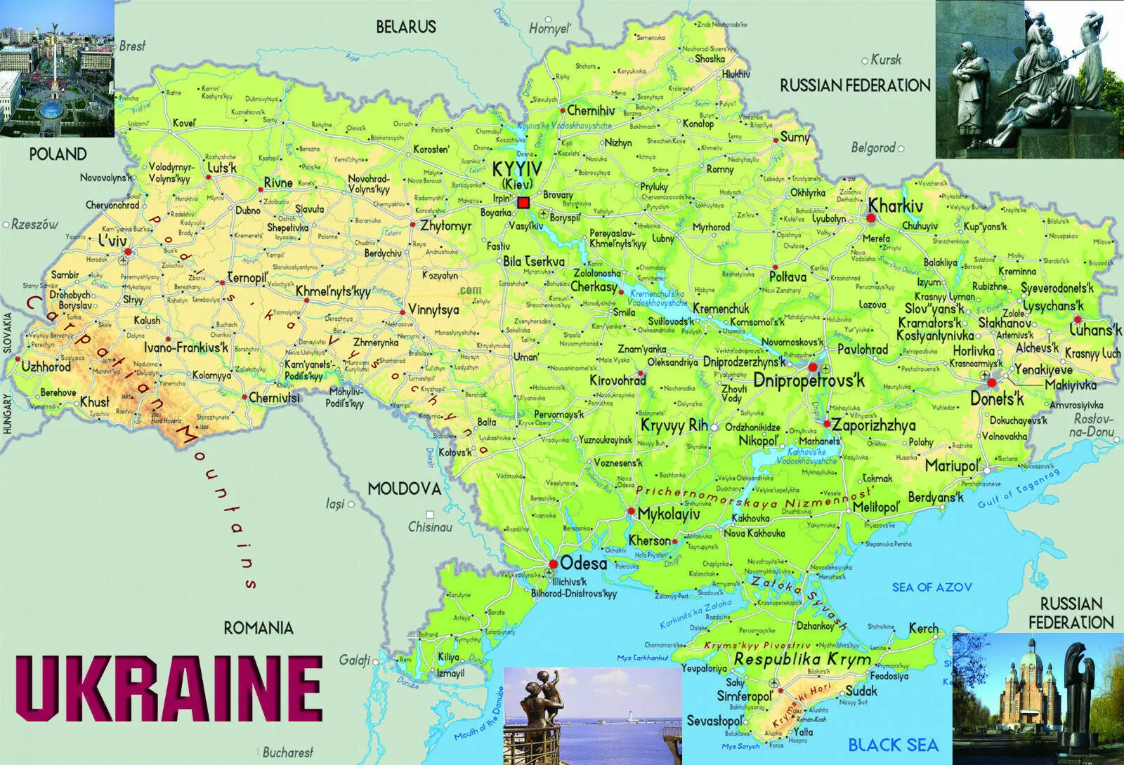 

UKRAINE Map Print Art Canvas Poster For Living Room Decor Home Wall Picture