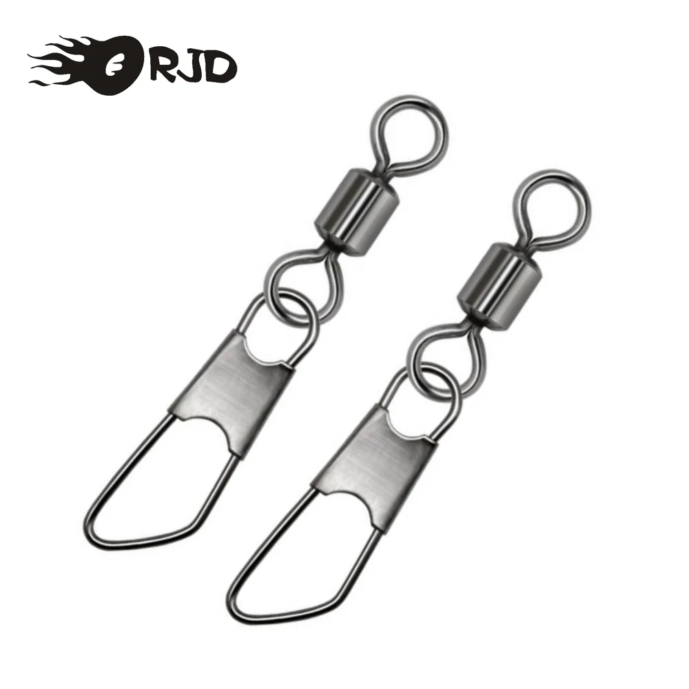 ORJD 10-50PCS Pike Fishing Accessories Connector Pin Bearing Rolling Swivel Stainless Steel Snap Fishhook Lure Tackle Accessory