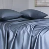 100%Organic Eucalyptus Plain Blue Flat Bed Sheets Lyocell Silky Soft Smooth Breathable Gentle to Skin Pillow shams 4
