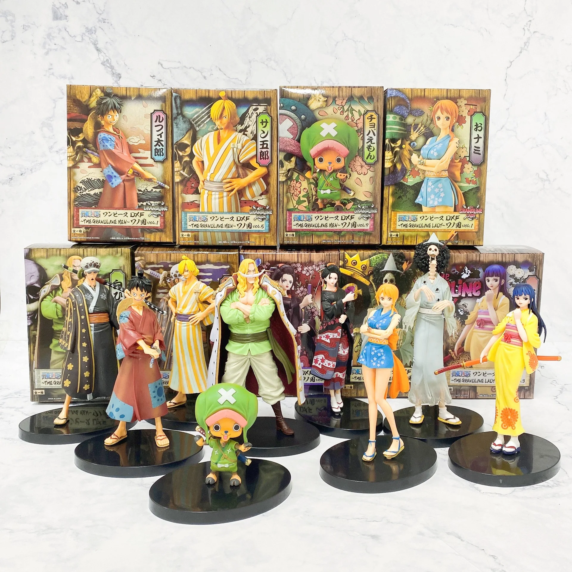 Anime The Grandline Men Luffy Roronoa Zoro Vinsmoke Sanji Trafalgar Nami Chopper Brook Of Wano Country Figure Action Figures Aliexpress