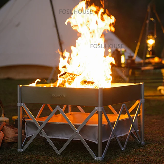 Modern Vas Tűz Gödrök Kültéri Fűtőkészülékekhez Grill Hordozható Kreatív Téli Szabadidős Kemping Tábortűz Keret