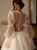 Shiny High Collar Long Sleeve Wedding Dress Sequined Beads Bride Robe Graceful Appliques Bridal Gown Customized Robe De Mariée 3