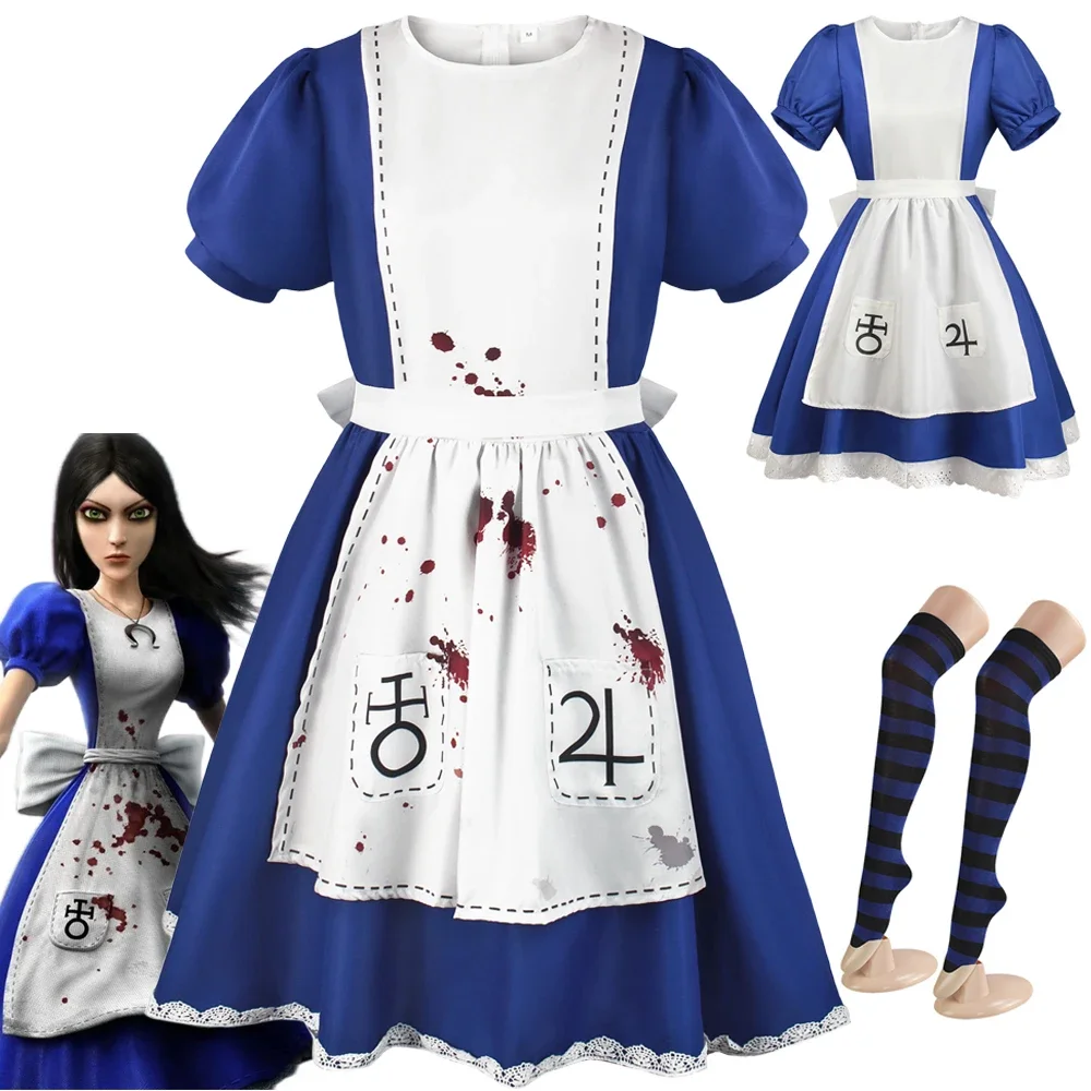 

Game Alice: Madness Returns Cosplay Costume Alice Maid Dress Uniform Adult Women Halloween Carnival Party Clothes