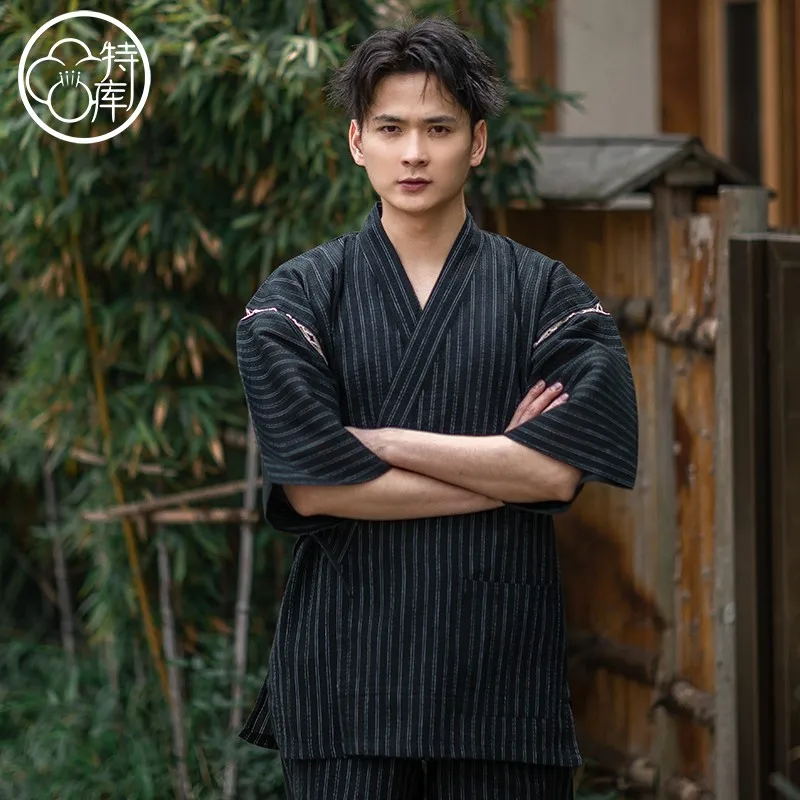 Cotton Men's Kimono Yukata Sweat Steaming Suit Pajamas New Japan Style Male Home Furnishings