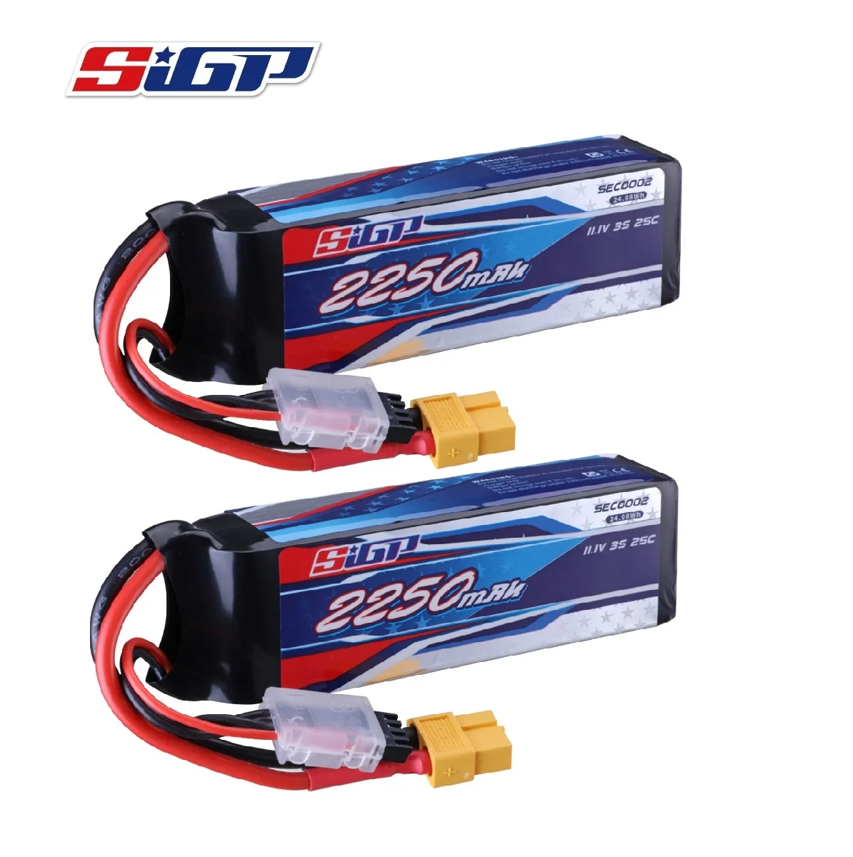 SIGP 3S 11.1V Lipo Battery 2250mAh 25C with XT60 Connector for RC