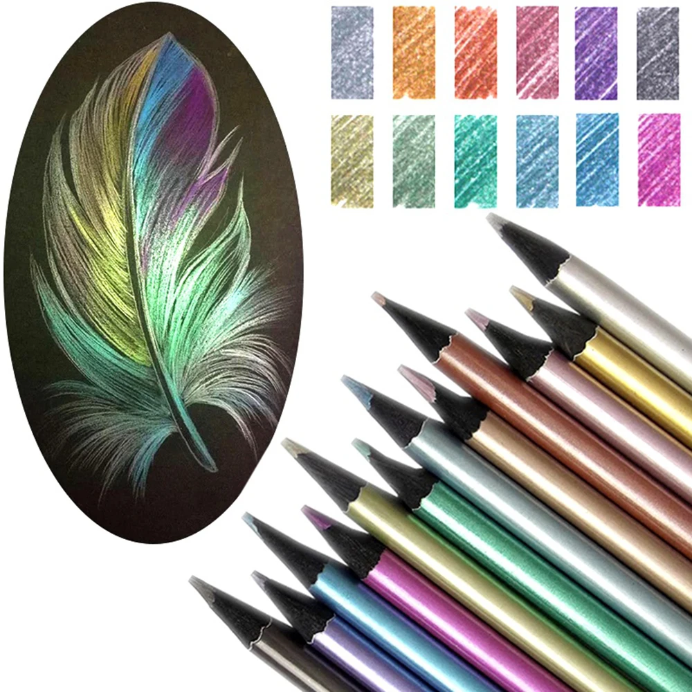 Lápiz metálico de 12/18 colores para dibujar, lápices de colores para  pintar, suministros de arte ecológicos de madera|Color Lápices| - AliExpress