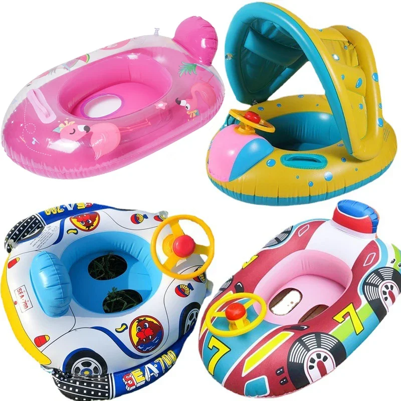 Inflatable Swimming Ring Swimming Pool Floats Inflatable Pool Floating Seat Inflatable Float Seat Baby Swimming Circle Car Shape Toddler Swim Ring Accessories Water Fun Pool Toys Kids Outdoor Sports