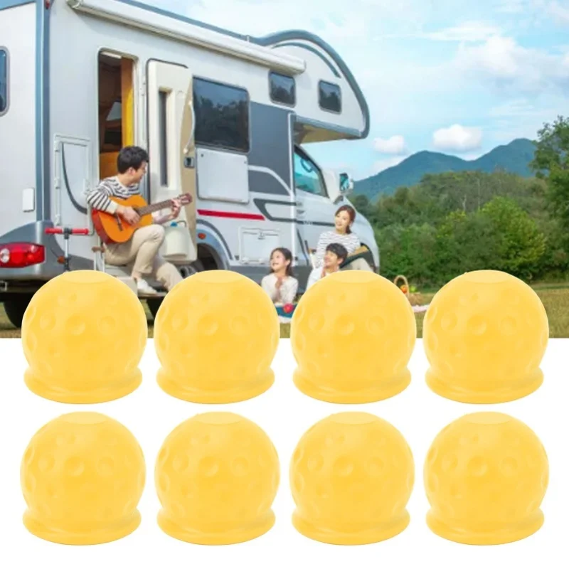 8Pcs 트럭 견인 볼 커버 50mm 강력한 보호 기능이 있는 부드럽고 견고한 트레일러 히치 볼 커버 RV 캐러밴용 노란색