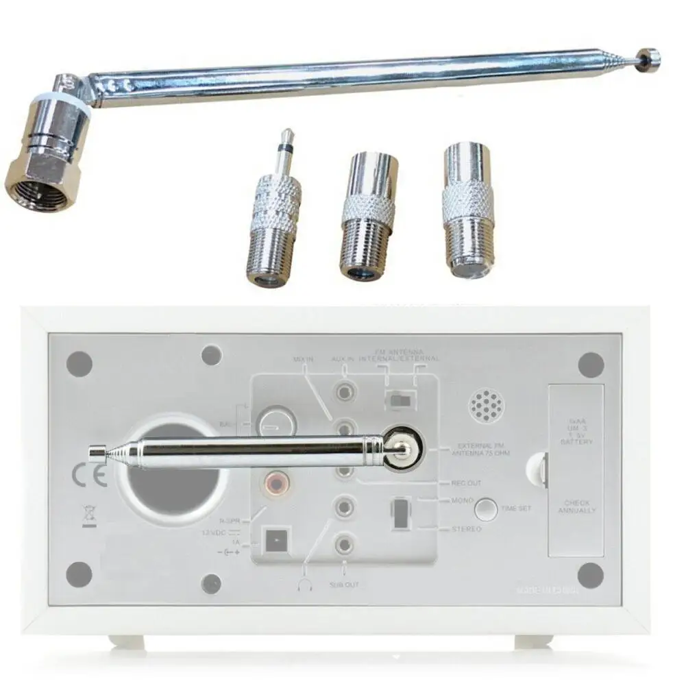 Telescopic FM Radio Antenna Replacement with F Type Male Plug