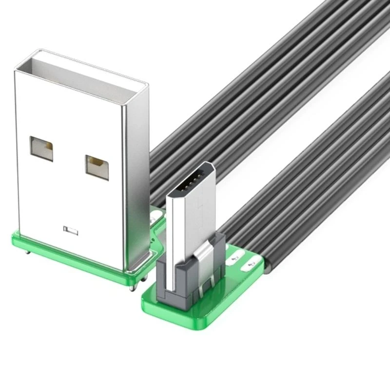5CM-200CM 초슬림 플렉시블 위아래 및 좌우 각도 90도 USB 마이크로 USB 남성-USB 남성 충전 데이터 케이블