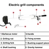 220V BBQ Grill Motor Meat Forks Set Rotating Motor Electric Rotisserie Spit Rod For Outdoors Camping Home Cooking BBQ Motor Set 4