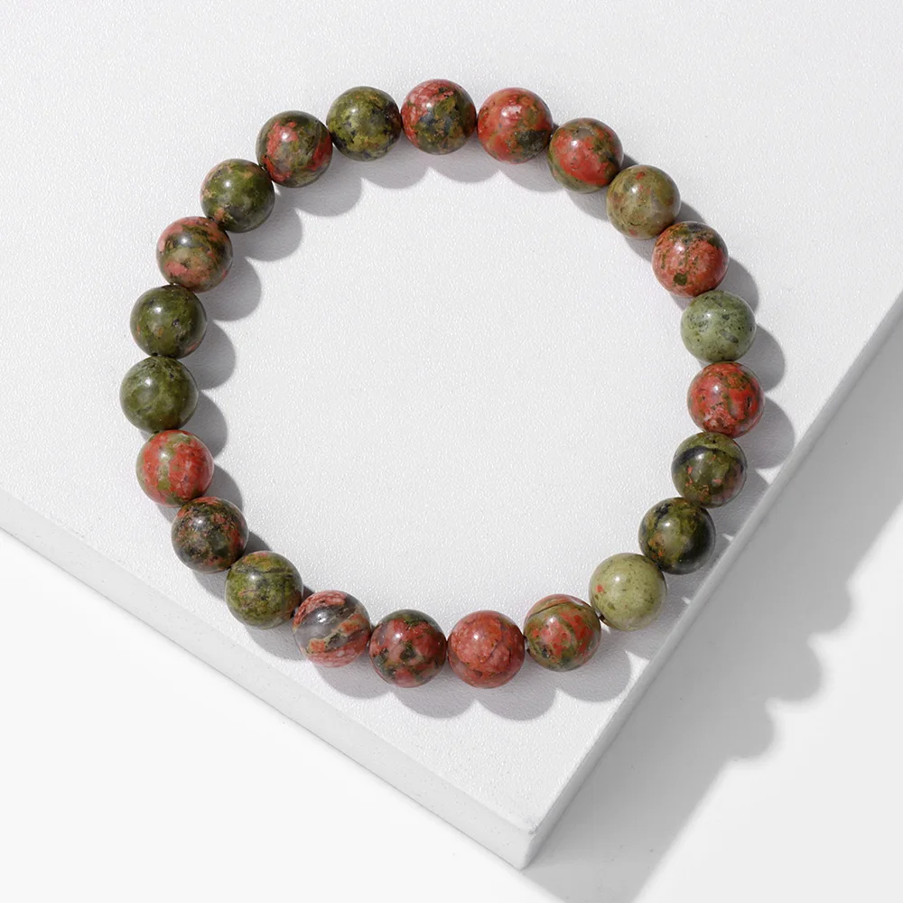 Handmade Natural Stone African Stone Beads Bracelet Men Yoga Mala Jewelry Green Moss Agates Beaded Bracelet for Women Men stone bead bracelet,natural stone bracelet,beaded bracelet