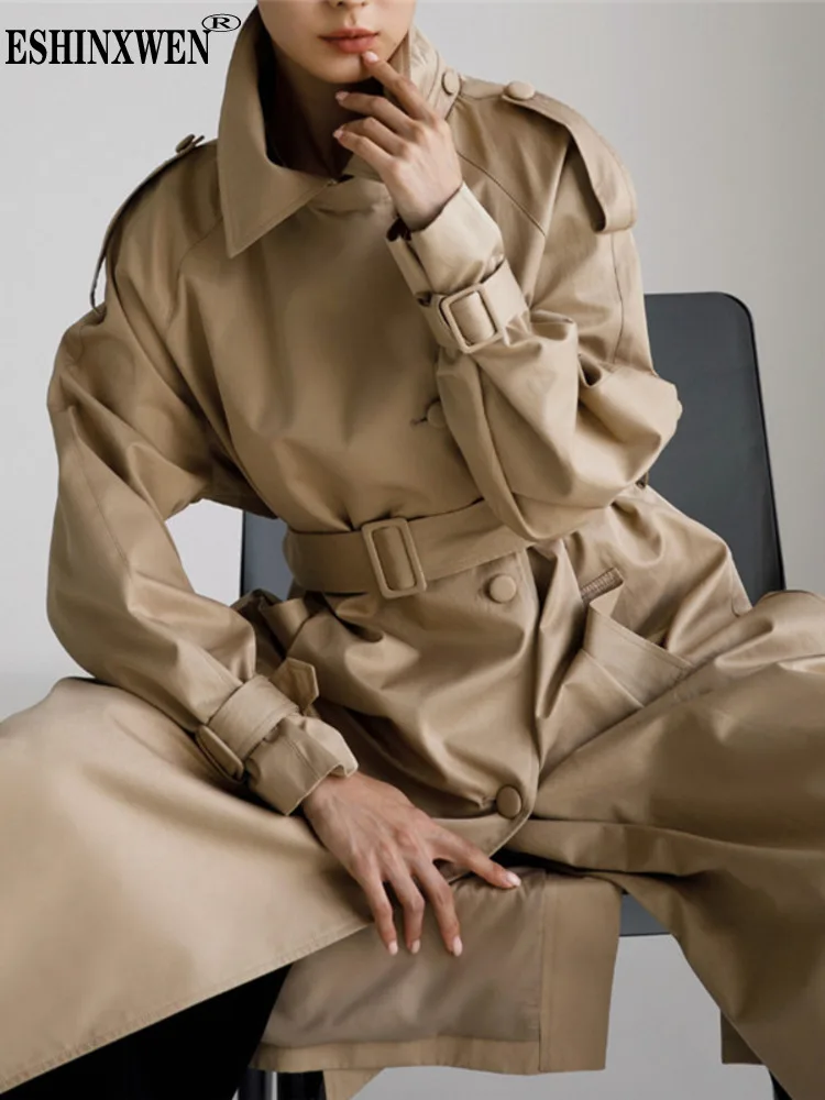 

Женская однобортная ветровка Eshin, элегантная однотонная куртка с отложным воротником и длинным рукавом, верхняя одежда на осень, TH4429, 2023