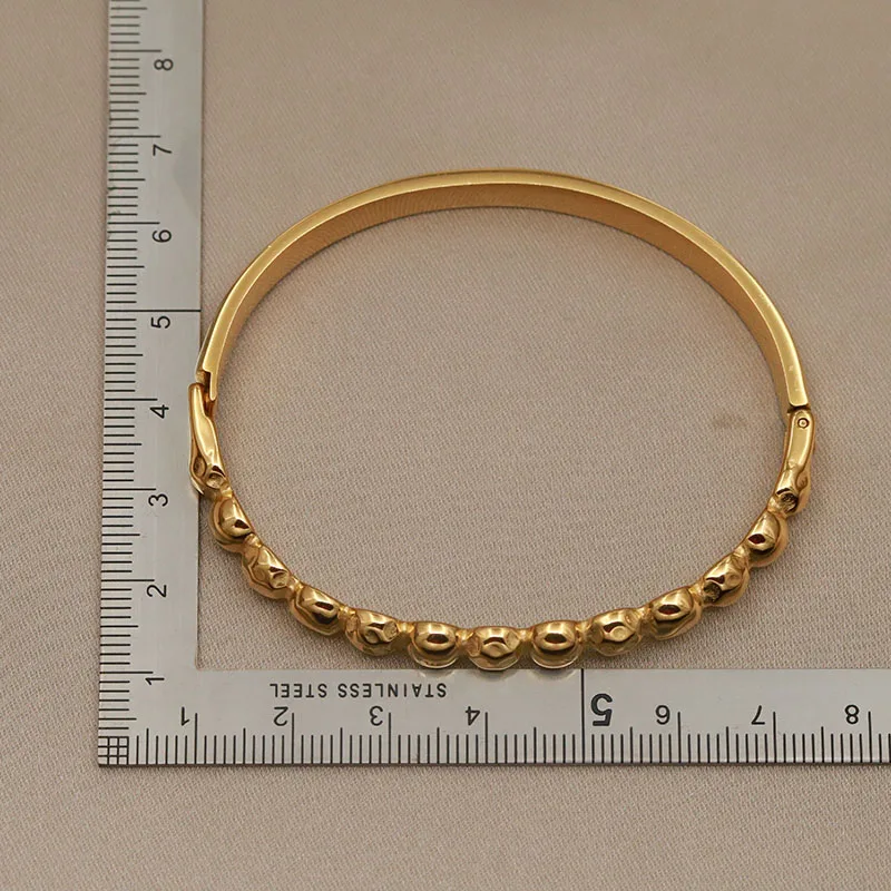 Stainless Steel Metal Beads Bangles&bracelets for Women Fashion Brand Jewelry Simple Style Bangles Accessories