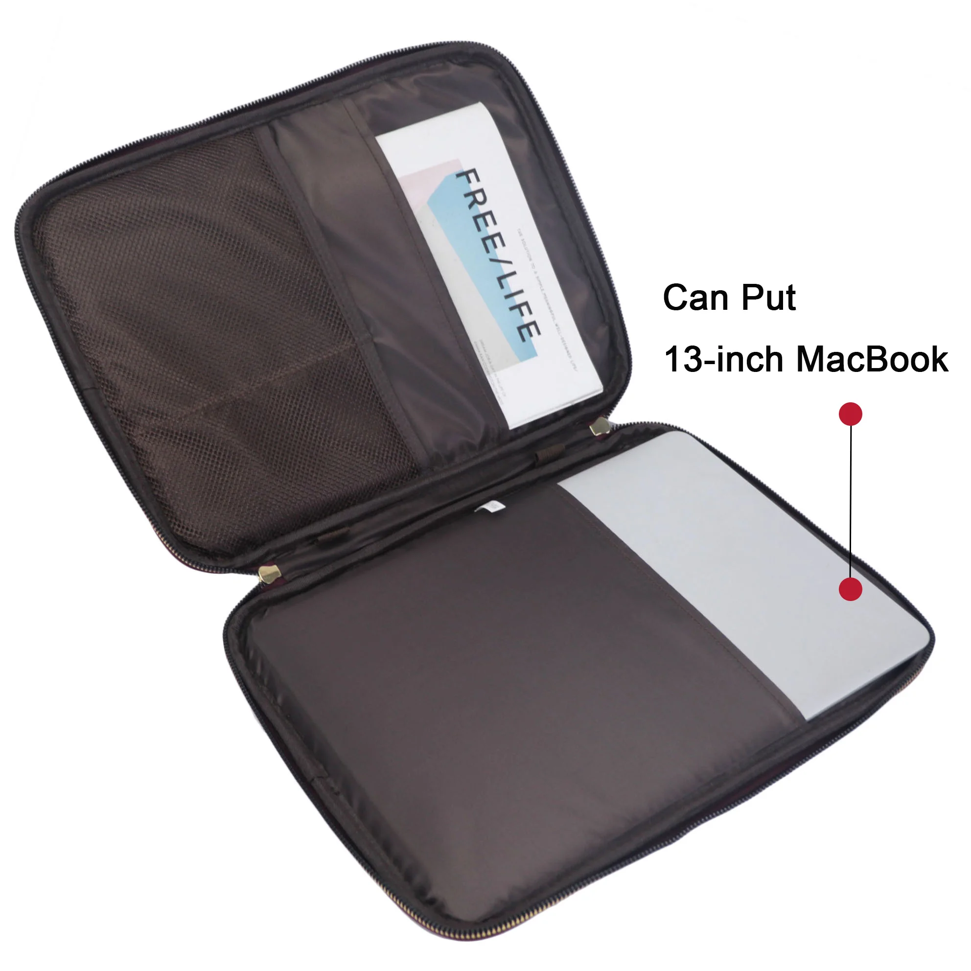 Free Custom Ostrich PU Leather Portable File Holder Anti-Fall Sleeve for Macbook 13 Inch/IPAD Notebook Storage Bag Laptop Case