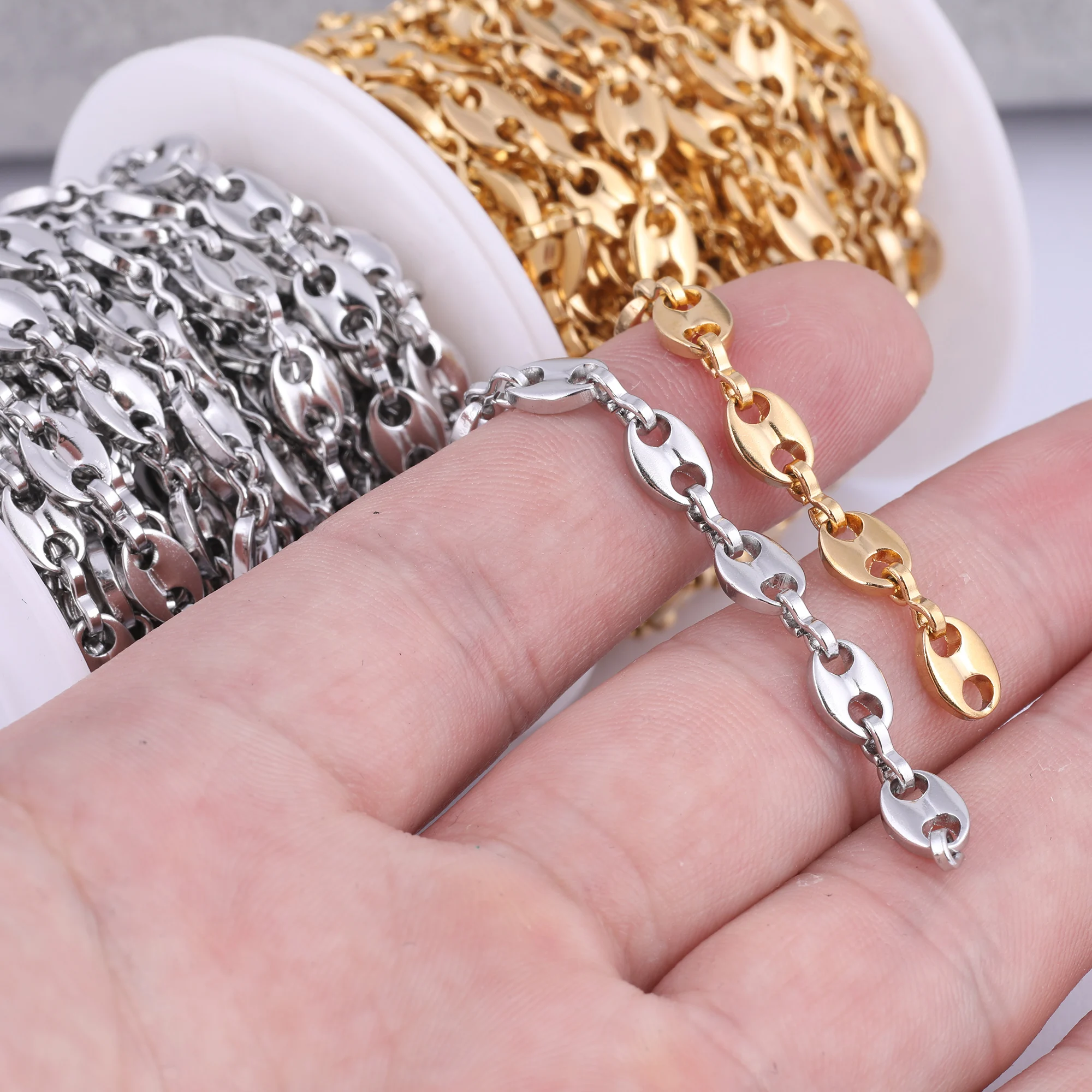 New Stainless Steel Chain For Jewelry Making Men Women Bracelets DIY Charm  Pig Nose Rolo Link Necklace Handmade Supplies Crafts
