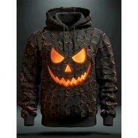 Halloween Men's Graphic Hoodie Pumpkin Prints Classic Casual 3D Pullover Holiday Fashion Hoodies Thin Style Long Sleeve Hooded 4