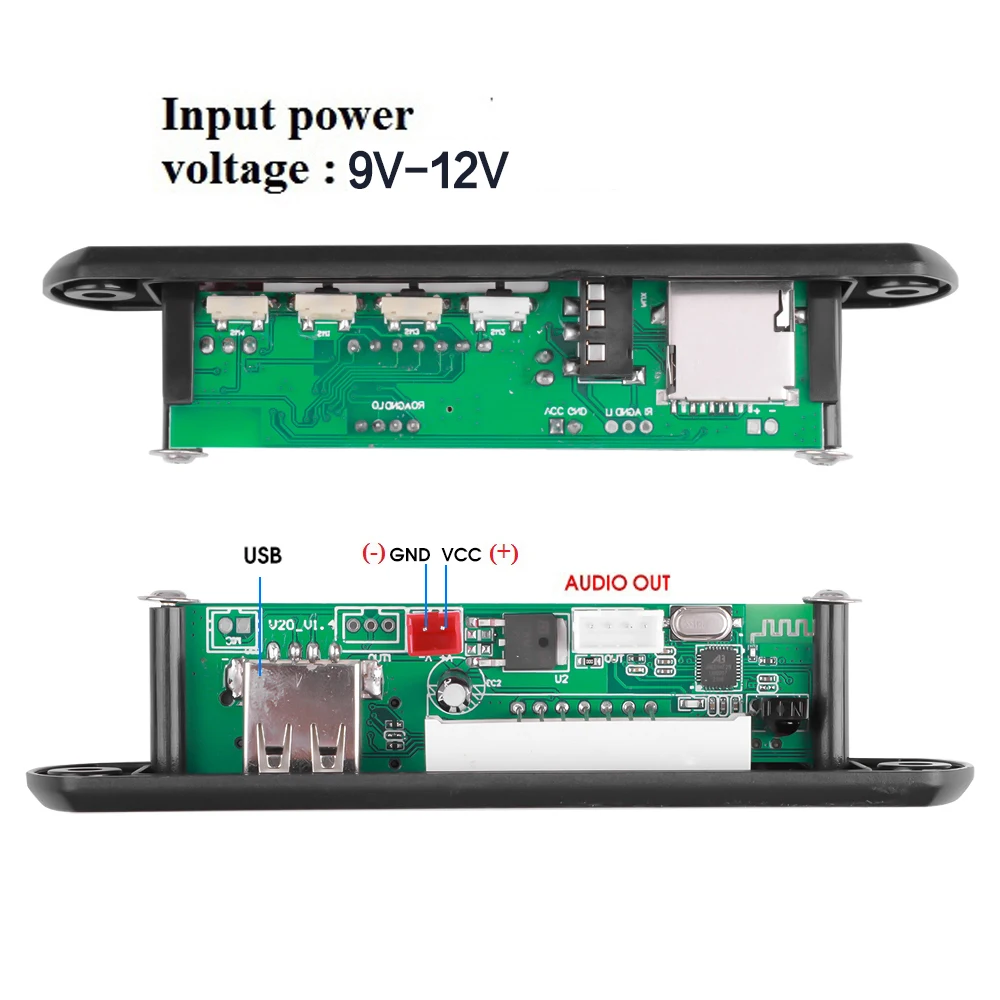 Audio MP3 Player Bluetooth MP3 Decoder 9V-12V Car MP3 WMA Decoder Board USB Player TF Card FM Radio Module Board Wireless Bluetooth 5.0 For Car