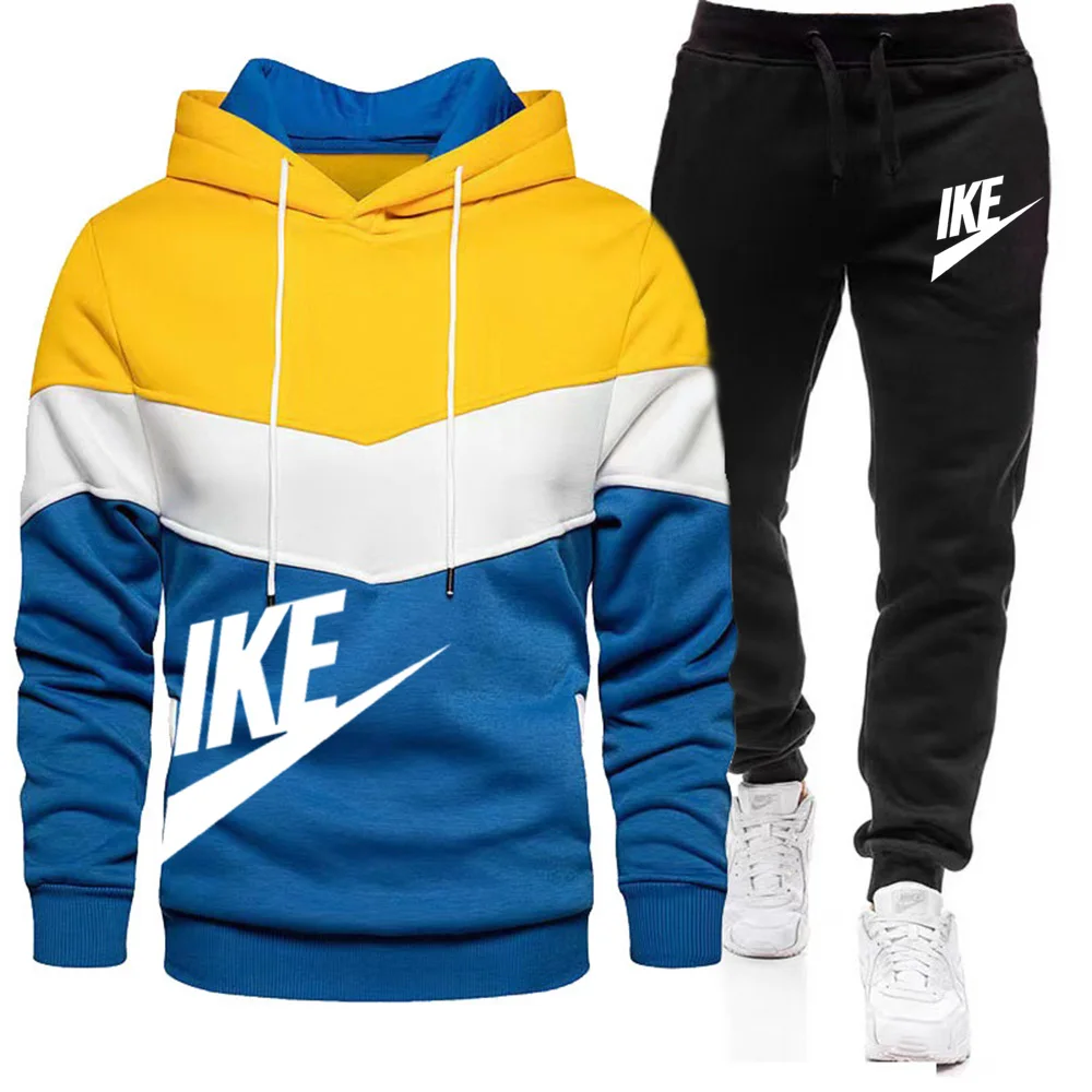 2024 New Men's Autumn Winter Sets Zipper Hoodie+Pants Pieces Casual Tracksuit Male Sportswear Brand Clothing Sweat Suit