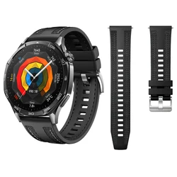 Premium 22mm Composite Silicone Strap with Official Nylon Braided Design for HUAWEI WATCH 3 Pro (Black)