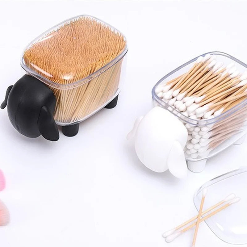 Acrylic Storage Box Acrylic Sheep Clip Holder Makeup Cotton Swabs Buds Organizer Transparent Toothpick Visiting Card Storage Box Clip Dispenser