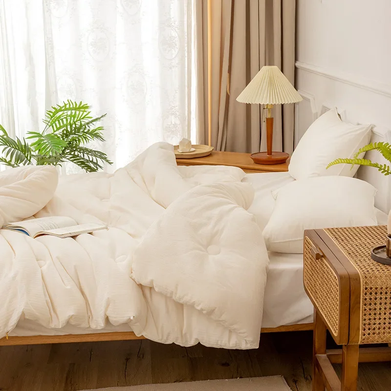 Knitted Cotton Comforter Soybean Fiber Quilt Warm Four Seasons Single Double Duvet Soft Twin Queen King Bedding bed comforter