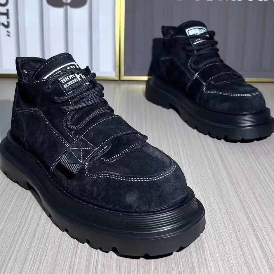 Herbst Neue Marke Color Block Designer Gothic Biker Herren Casual Leder Outdoor Schuhe Stiefeletten für Männer_voghion.com