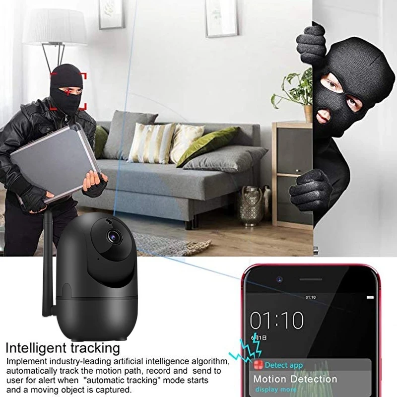 2022 new Surveillance WiFi Camera Black Smart 1080P HD Home Security camera Auto Tracking Network CCTV video Wireless  IP Camera