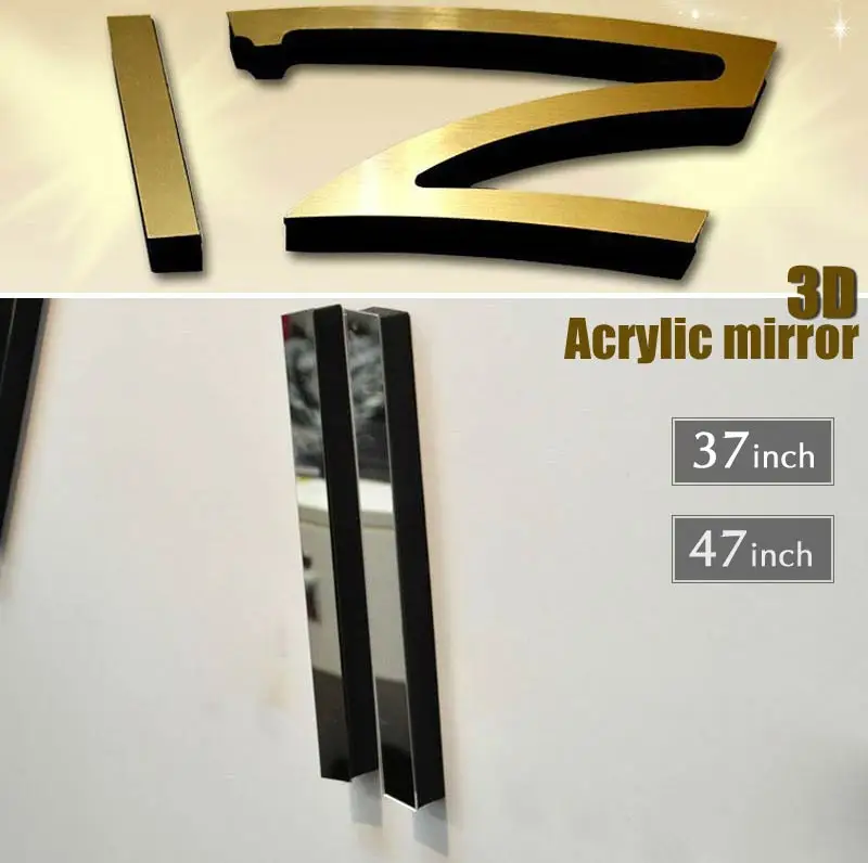 2022 New Fashion 3D Big Size Wall Clock Mirror Sticker DIY Brief Living Room Decor Meetting Room Wall Clock Home Decoration Gift