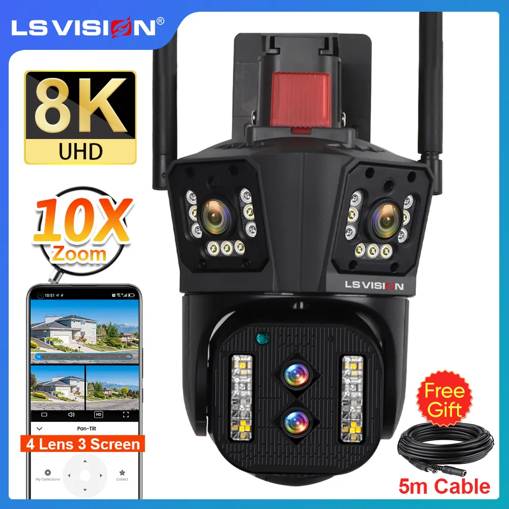 IP-камера LS VISION 8K 16 МП с Wi-Fi и оптическим зумом