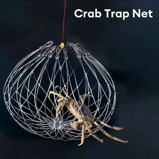 Fishing Net Cage Universal Automatic Open Closing Wire Fish Crab Trap Net Steel Wire for Saltwater Outdoor Fishing Accessories 4