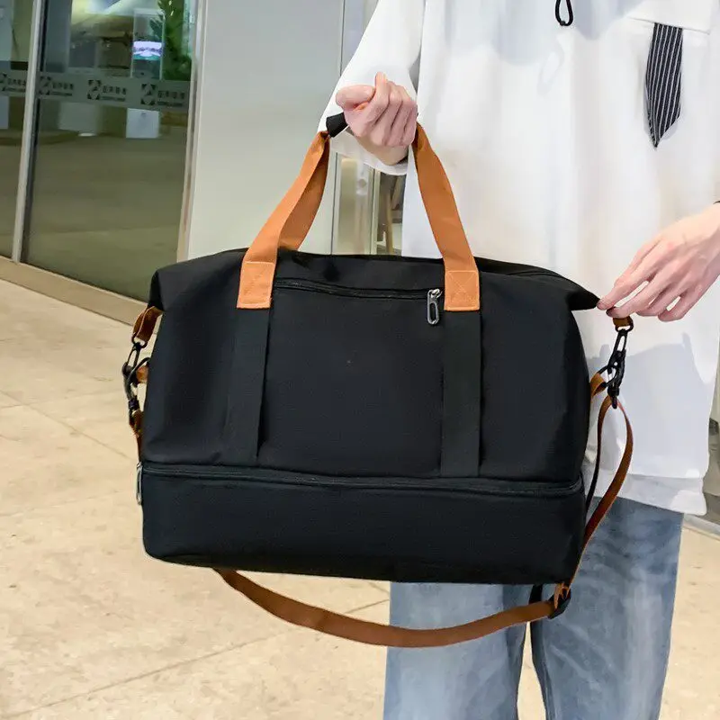 Portable Travel Gym Bag with Shoe Compartment and Shoulder Strap