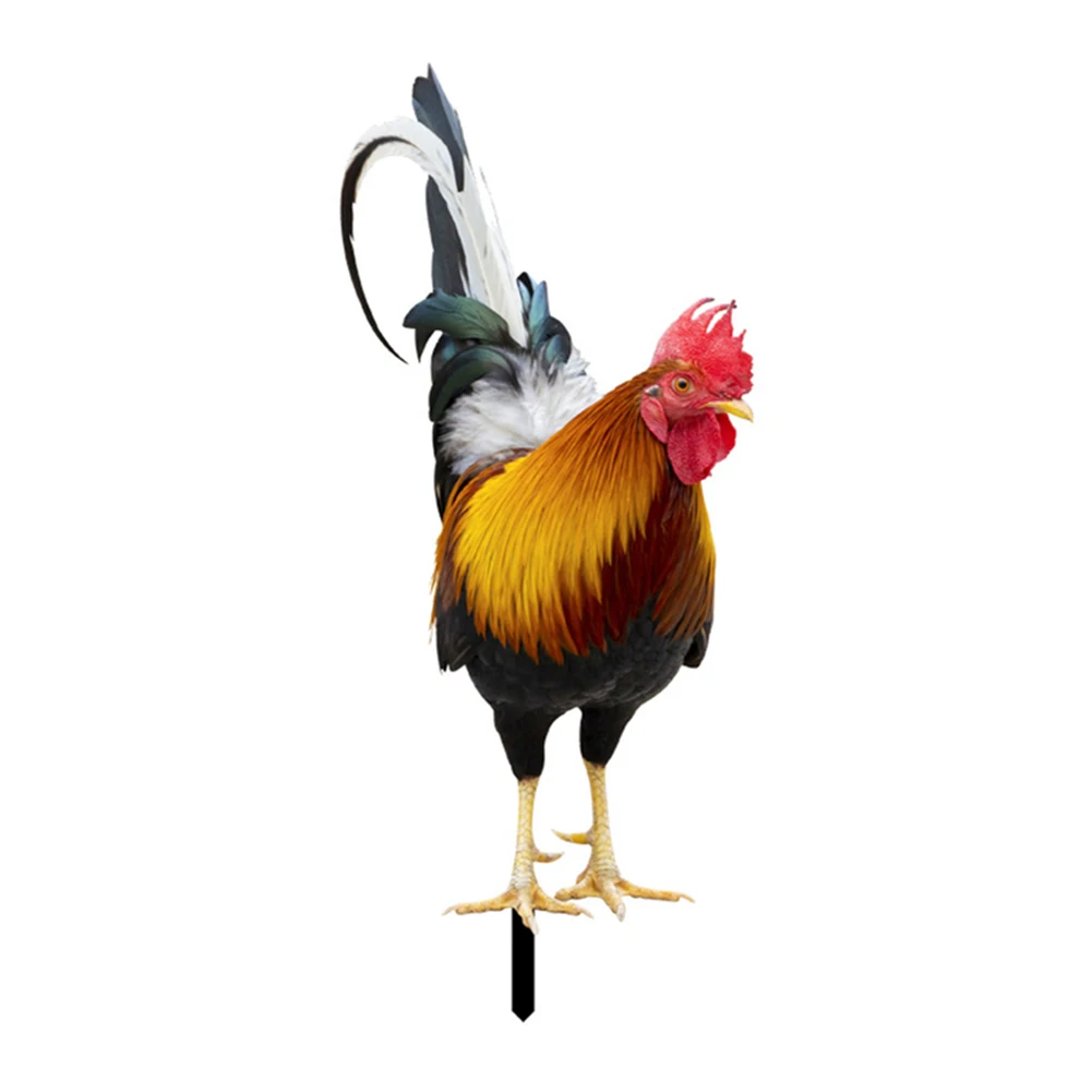 2PCS Simulated Rooster Ornaments Ornamental Decorative Garden Chicken Statue Weatherproof for Garden Patio Backyard Decoration