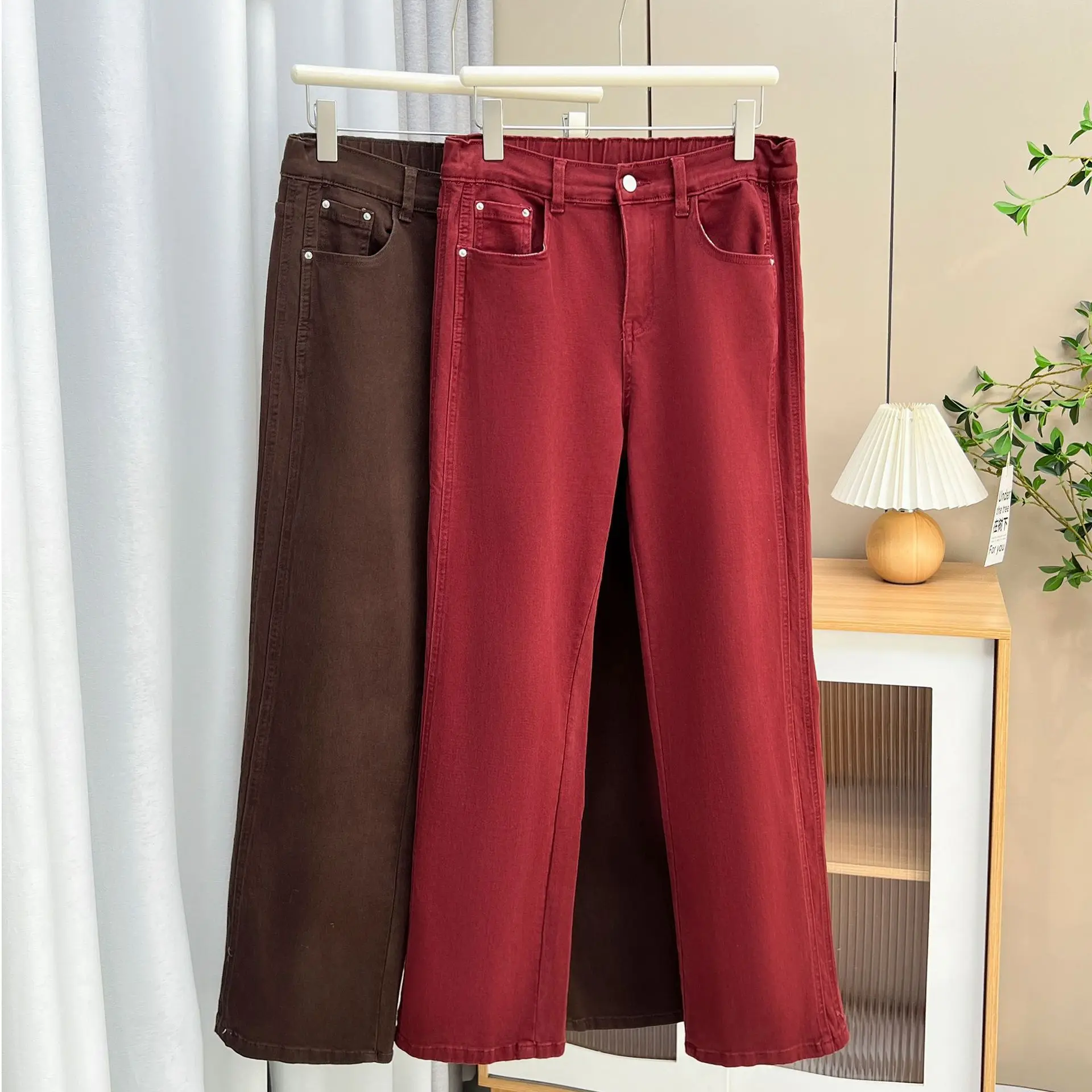 Plus Size Women Cigarette Pants Autumn/Winter New Loose High Waist Stretched Straight Leg Casual Long Trousers 8921