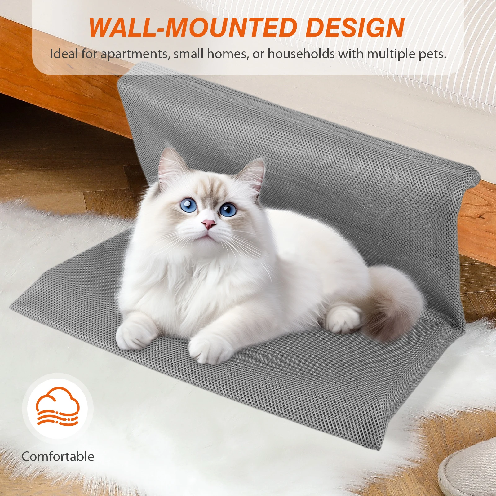 Cat Pet Animal Hanging Bed Detachable and Foldable Pet Cat Stand Bed Cats L-shaped Hammock for Cats and Kittens