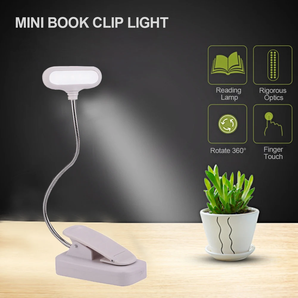 5 LED Book Light luce di lettura protezione per gli occhi Mini lampada da  scrivania da