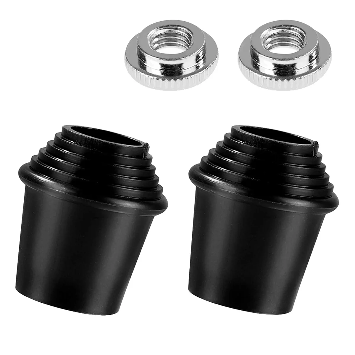 A04R-2 Packs Bass Drum Spur Feet, Bass Drum Legs Threaded Rubber Foot with Lock Nuts for