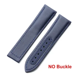 Waterproof Sailcloth Nylon Watch Band with Butterfly Buckle - Men's Sport & Business Wristband in Black and Blue - 22mm (Blue - Strap)