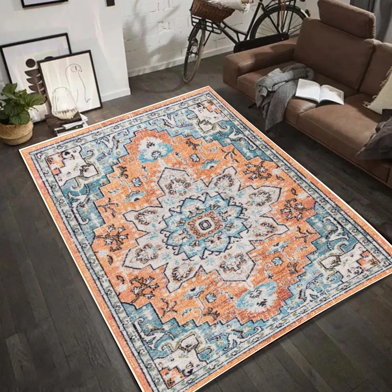 שטיח בוהו שיק פרסי טורקי לסלון עיצוב שטיח ספה חדר שינה שטיח רך ליד המיטה מטבח שולחן אוכל שטיח רצפה מסדרון