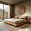 Wabi Sandy Wind Natural Edge 1.8 meters double bed, log wind solid wood bed, hotel homestay villa floor bed 1