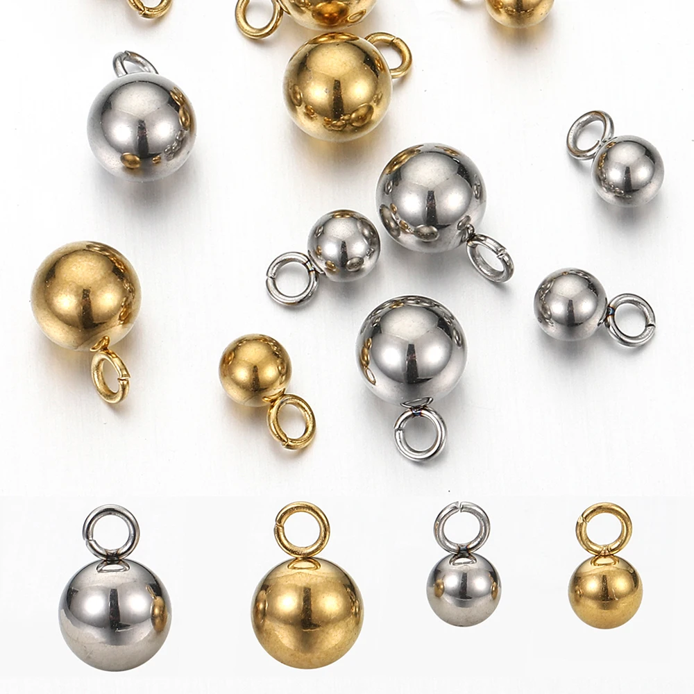 

20-40pcs Stainless Steel Beads Solid Ball Charms for Necklace Bracelet Jewelry Making DIY Earrings Gold Bead Pendants