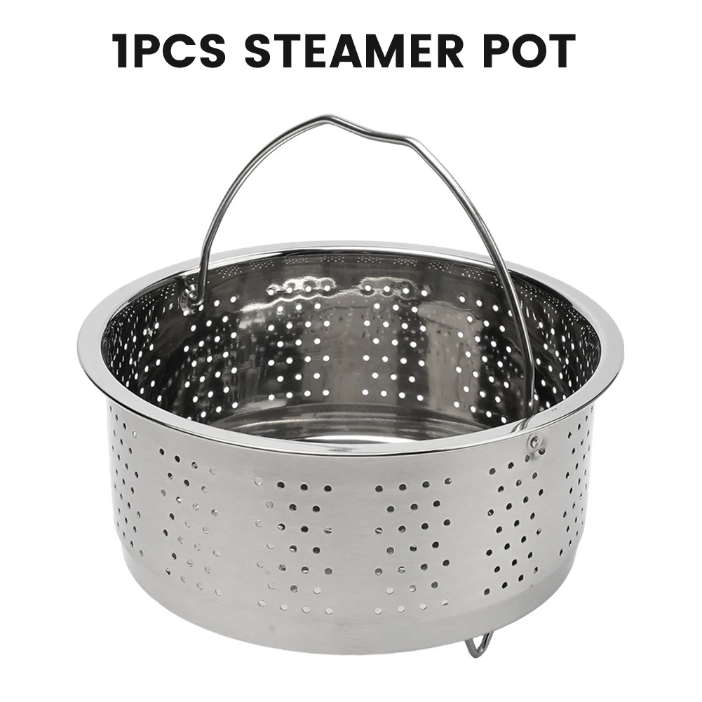 

Steamer Basket Steamer Pot Bar For Pressure Cooker Steam Basket Silver Stainless Steel 1pcs Kitchen Silicone Handle