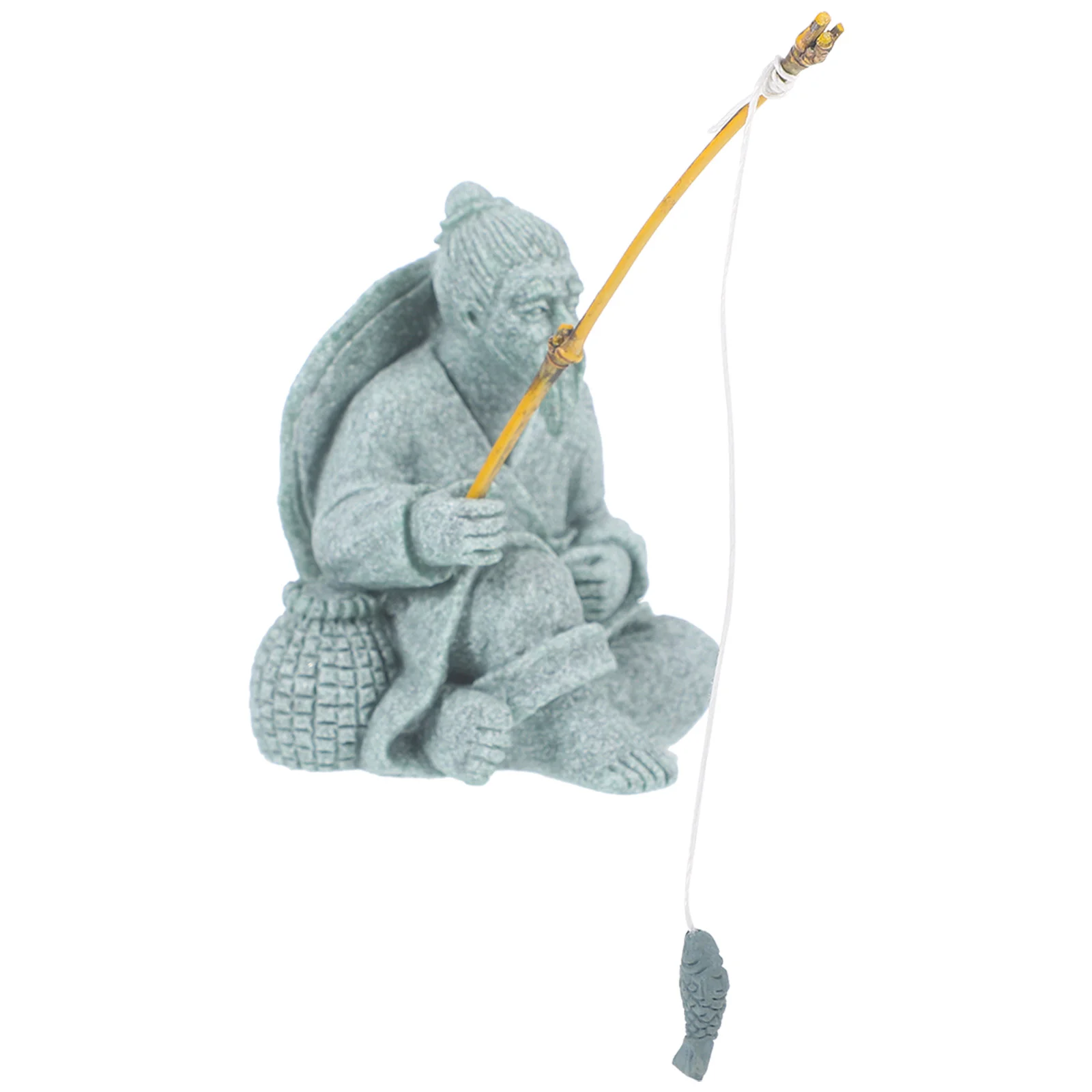 

Mini Jiang Taigong Fishing Statue Sand Stone Tea Pet Miniature Jiang Taigong Fishing Figurine