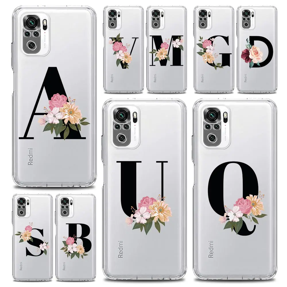 Clear Flower Letter Design Phone Case Cover